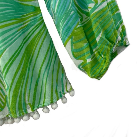 Lilly Pulitzer Enna Off-the-Shoulder Blouse Long Sleeve Pom Pom Hem Top‎ Size XS - Picture 4 of 8